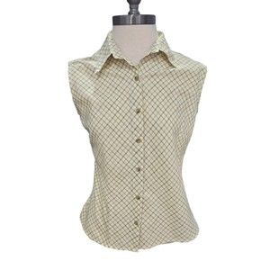 The North Face Women's Sz M Button Down Sleeveless Top Yellow Plaid